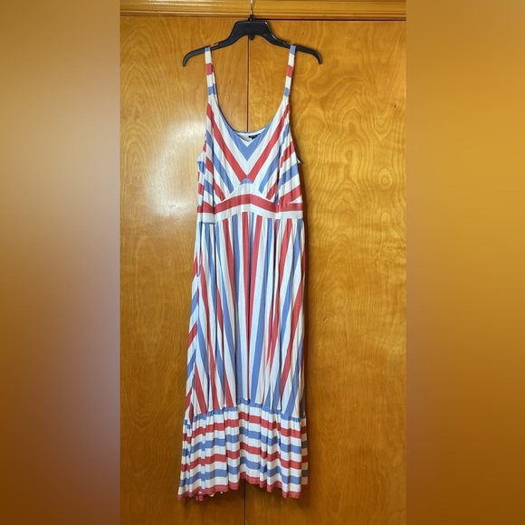 TORRID Super Soft Red And Blue Stripe Tired Maxi Dress. Size 5 (5x) - Picture 3 of 14